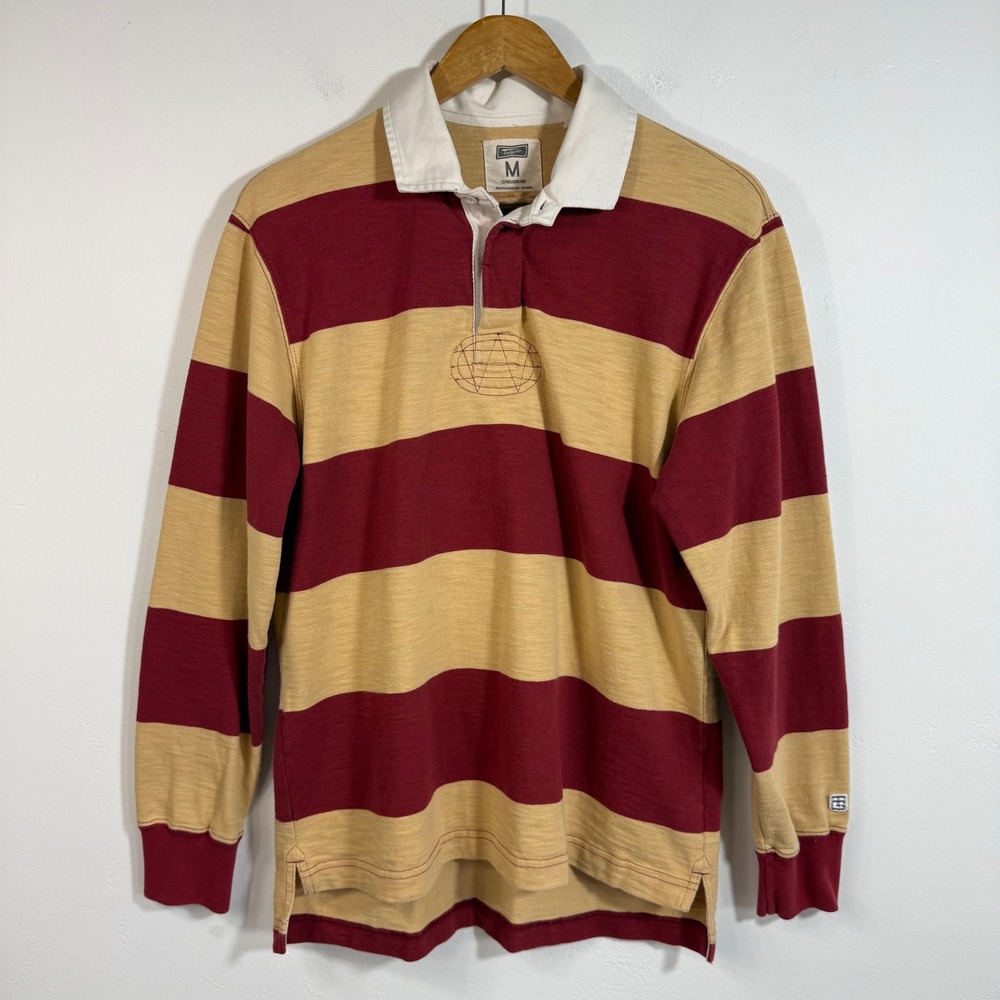 Tailgate Rugby Shirt Yellow Burgundy Striped Preppy Collegiate Heritage Polo M